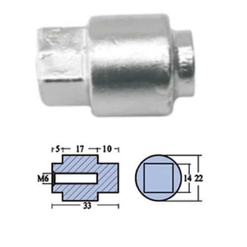 ANODO A CILINDRO PER MOTORI YAMAHA-SELVA F80/F100/F115 HP
