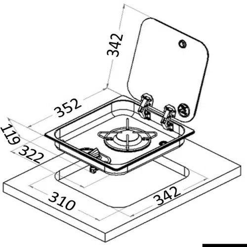PIANO COTTURA AD INCASSO CON COPERCHIO - immagine 2
