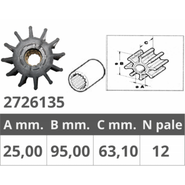 girante per pompa acqua jabsco17935 e johnson 09-819 caterpiller