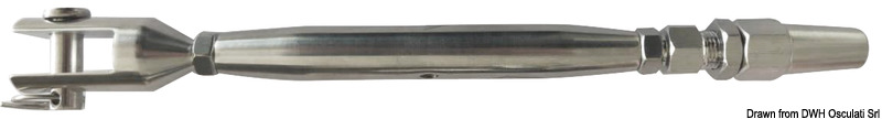 Acciaio inox AISI 316. Inserendo il cavo, lo stesso viene bloccato automaticamente dal cono interno.