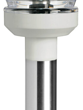 Per imbarcazioni < 20 m. Completamente in acciaio inox, base in acciaio inox AISI 316 a parete. Inserimento a scatto con contatti sul fondo. Tenuta stagna, completa di lampadina.