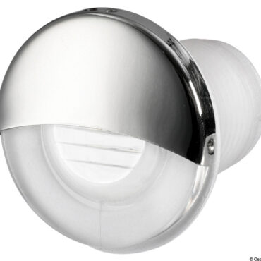 In tecnopolimero con palpebra di acciaio inox AISI 316 lucidato. Montaggio passante.
