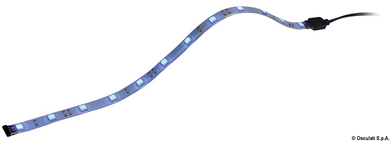 Autoadesive, impermeabili, provviste di microconnettore terminale che permette di collegarle in serie e di cavetto di collegamento con microconnettore. LED "Superbright" alta luminosità.