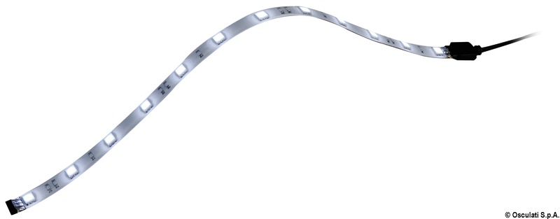 Autoadesive, impermeabili, provviste di microconnettore terminale che permette di collegarle in serie e di cavetto di collegamento con microconnettore. LED "Superbright" alta luminosità.