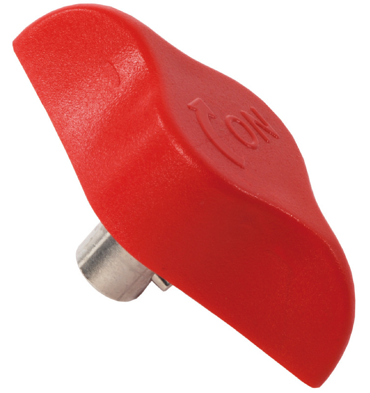 Completo di chiave in ottone nichelato estraibile. Omologato CE secondo direttiva 94/25/CE. Dispositivo obbligatorio da montare sul cavo positivo, norma ISO 10133.