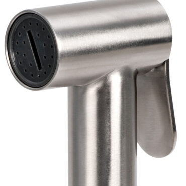 Doccia in acciaio inox, vano di alloggiamento bianco in ASA UV resistente.