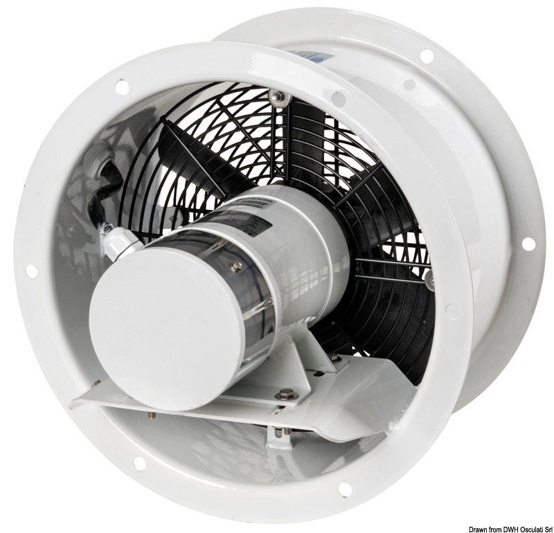 Certificato secondo le regole di collaudo RINA, applicate ai materiali e alle attrezzature marine.Con girante in polipropilene bilanciata dinamicamente e staticamente, con temperature di utilizzo -20 °C +80 °C.Fornito di serie con rete di protezione lato girante singola, o su richiesta doppia (su entrambi i lati per garantire una massima sicurezza).