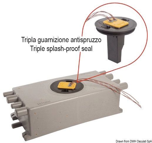 Il pozzetto ha sensori integrati per il controllo automatico della pompa e gestisce in modo affidabile i rifiuti tipici della doccia / della cucina fino a 90°C anche in complessi sistemi di scarico multipli.Il coperchio a tripla guarnizione antispruzzo, stampato in polipropilene-vetro, integra l'elettronica isolandola dal contatto con l’acqua. Nessuna parte mobile è incline a bloccarsi nel tempo.Il serbatoio ha base convessa per il massimo svuotamento e portagomma presagomati per la precisione nella perforazione.È possibile installare le pompe “Gulper” direttamente sul pozzetto seguendo la guida di installazione stampata sul serbatoio. I pozzetti si abbinano all’intera serie Gulper, pompe consigliate nello schema in calce.L’altezza del sensore rispetto alla porta di uscita è ottimizzata per eliminare il rumore di aspirazione tipico degli altri pozzetti sul mercato.Il modello da 20 litri offre il 25% in più di capacità con un doppio sensore che consente di installare una pompa aggiuntiva, che interviene in caso di grandi flussi in entrata, o di montare un allarme di alto livello.
