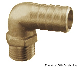 Brass hose adapter 90° 1/4" 10 mm