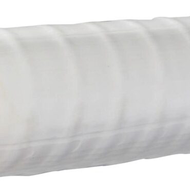 In PVC bianco anti traspirazione odori, con spirale interna in acciaio, molto flessibile e robusto. Temperatura di impiego -15°C +60°C.