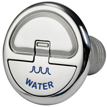 Caratteristiche tecniche: chiusura a scatto con rotazione 45°; sporgenza solo 7,7 mm; viti a scomparsa; cavetto inox di ritegno con molla; versioni fuel e diesel con attacco per cavo di massa; fabbricato in acciaio inox AISI 316 lucidato a specchio; simbologia a norme DIN.