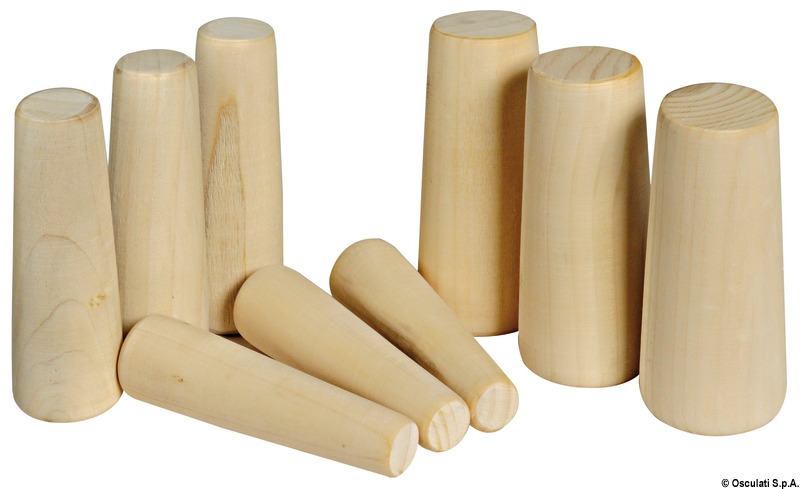 Serie di coni in legno “turafalle”
