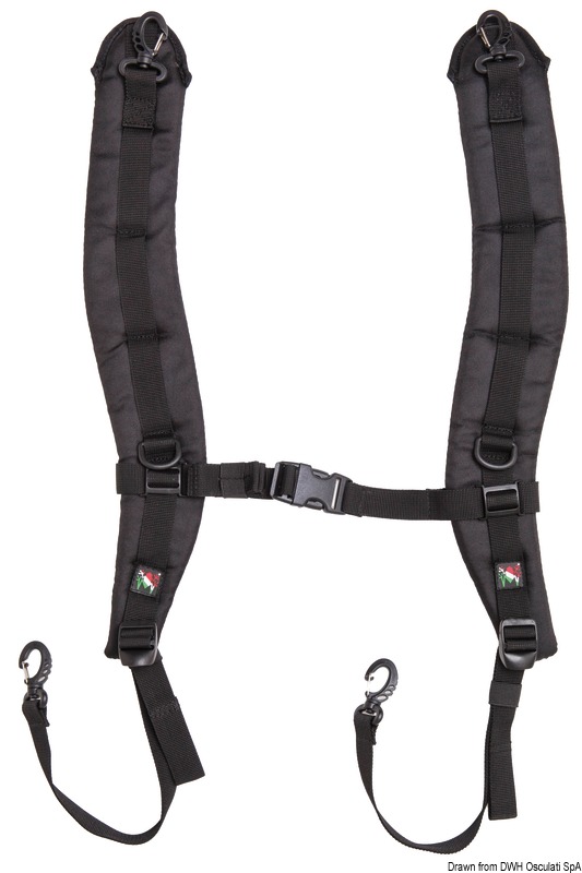 Borsone stagno a sezione circolare con sistema ultra fix per agganciare moschettoni o altro, bande rifrangenti, tasca a rete, tasca esterna water resistant.