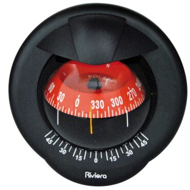 Con cardano interno, inclinometro, illuminazione 12/24 V, divisione rosa 5°. Calotta posteriore e cover incluse.