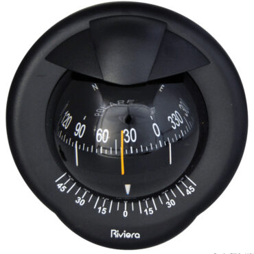 Con cardano interno, inclinometro, illuminazione 12/24 V, divisione rosa 5°. Calotta posteriore e cover incluse.