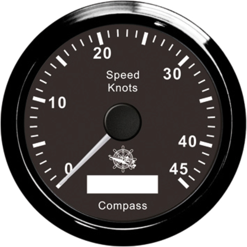 Non richiede trasduttore ed è fornito completo di antenna GPS 32 canali.- Tipo 1: Spidometro / bussola: indica in modo analogico la velocità 0-45 nodi ed in digitale la rotta bussola (di grado in grado).- Tipo 2: Spidometro / totalizzatore / bussola: indica in modo digitale la velocità 0/999 nodi, Km/h o MPH, la distanza percorsa fino a 99999 miglia e la rotta bussola (di grado in grado).Quadrante retroilluminazione sia rossa sia gialla.