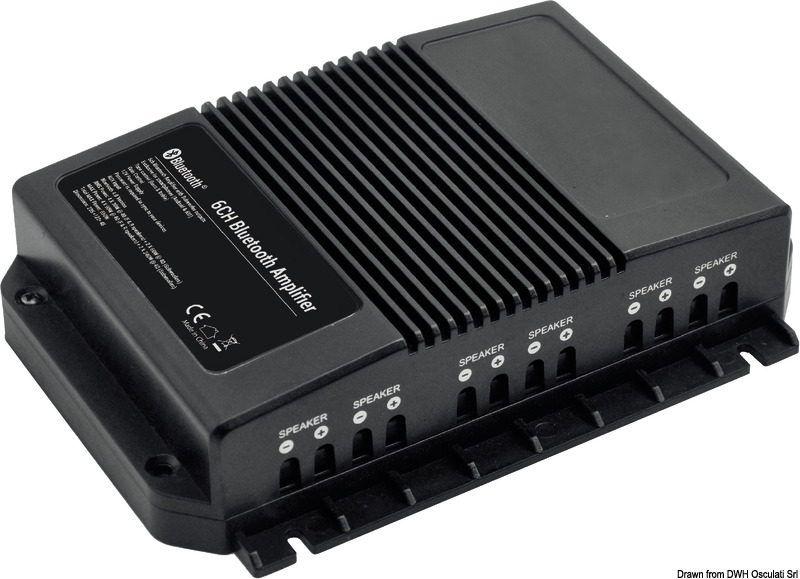 Ideale per piccole/medie imbarcazioni, non necessita il montaggio dello stereo in plancia.L’amplificatore riceve il segnale musicale da qualsiasi dispositivo Bluetooth (tablet, smartphone etc.) e si collega a qualsiasi cassa stereo.Disponibile nella versione 2, 4, 4+2 canali. Abbinabili a tutte le casse stereo fino agli 8" presenti sul nostro catalogo.