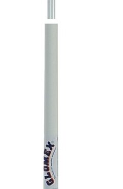In fibra di vetro per radio telefoni VHF, lunghezza 1,5 m. Guadagno 3 db, potenza massima applicabile 100 W. Fornita senza base.