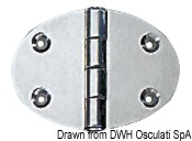 Cerniere in acciaio inox lucidato a specchio Serie OVAL TYPE. Asse di centrale semi-incassato, apertura 270°.