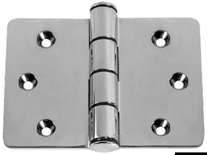 In acciaio inox AISI 316 lucidato a specchio. Grande robustezza. Inserti anti-frizione in nylon nel nodo.