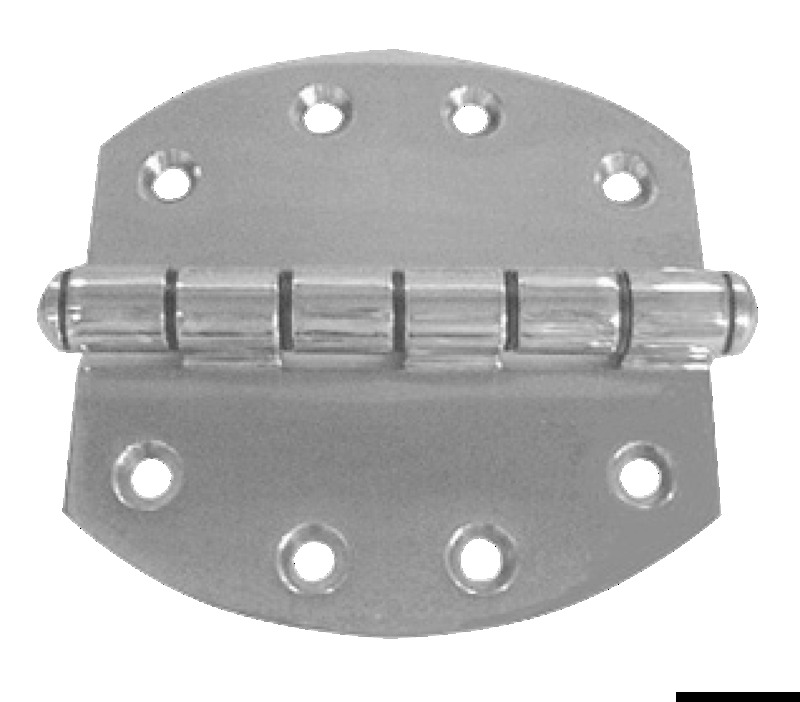 In acciaio inox AISI 316 lucidato a specchio. Grande robustezza. Inserti anti-frizione in nylon nel nodo.