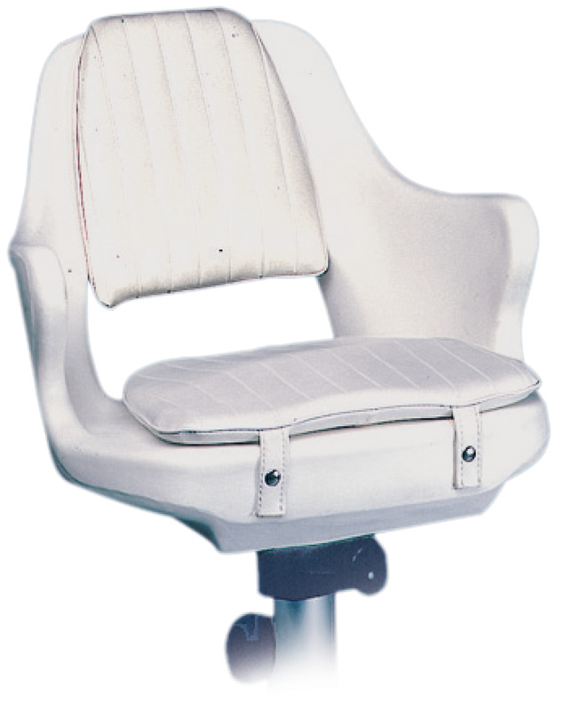In polietilene rotazionale di colore bianco, completa di cuscini smontabili. E’ ideale per le barche scoperte, essendo non deteriorabile dalle intemperie. Modello estremamente compatto, ma molto comodo. E’ predisposta per il fissaggio sui piedi del nostro catalogo. Complete di 8 inserti filettati in ottone per fissaggio colonne e slitte.