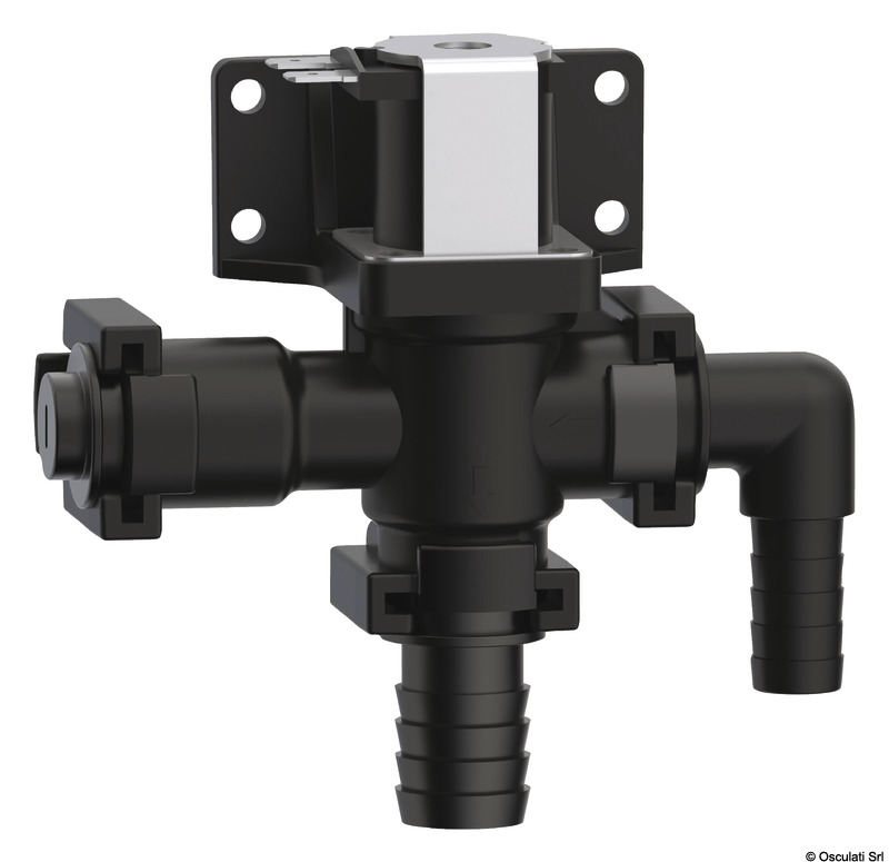 Da utilizzare nei Wc che usano l'acqua dolce dell'impianto di bordo. Funziona anche da anti-sifone evitando il possibile reflusso dell'acqua del Wc nell'impianto di bordo.