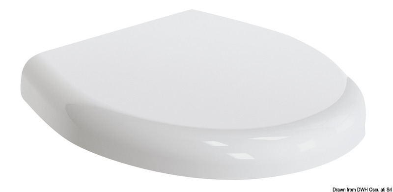 Coprisedili adatti alle diverse generazioni di wc elettrici Tecma, colore bianco, provvisti di sistema di chiusura frizionata.Sono disponibili in due versioni:A) con anima in legno ricoperta di poliestere e cerniere in acciaio inox;B) in plastica termoindurente (versione leggera che nasconde il sedile).