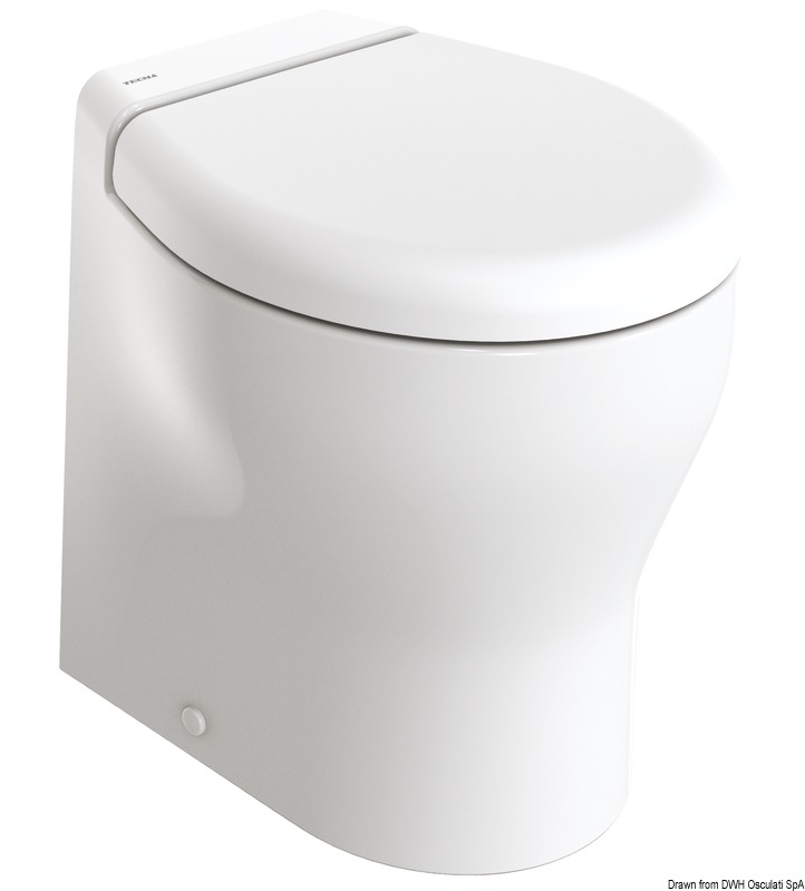 La seconda generazione del wc Elegance 2G è caratterizzata da un ‘vaso piccolo’ (43 cm di profondità) per una migliore adattabilità agli spazi di bordo. Colore bianco, tazza in ceramica made in Italy, tavoletta in plastica termoindurente che nasconde il sedile e chiusura frizionata con tecnologia soft close.Pannello di controllo incluso. Sistema completo di elettrovalvola per bypassare l’impianto idrico di bordo. Per installazione con pompa di carico acqua di mare ordinare il codice 16.525.12 / 16.525.24 o simili.