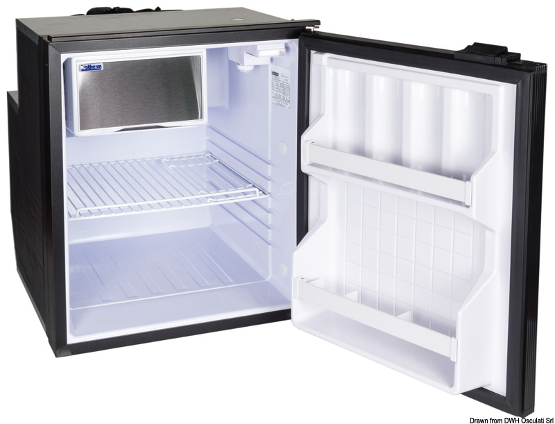 Provvisti di controllo elettronico che spegne il frigo quando la tensione scende sotto 10,4 V e riparte quando risale a 11,7 V (valori regolabili rispettivamente fino a 9,6 e 10,9 V).Velocità di rotazione 2000-2500-3000 RPM regolata secondo il volume da raffreddare. Ventilazione forzata.Consumo energetico 290 W/24h.