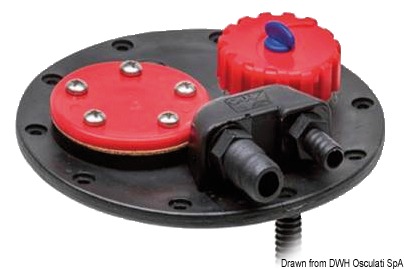 Completo di tappo con sfiato, pescante con portagomma Ø 12 mm.Sfiato da Ø 17-19 mm. Flangia cieca per misuratore.