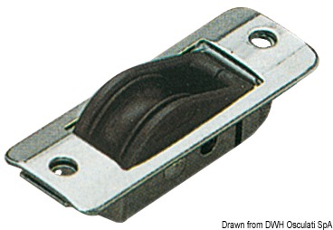 In acciaio inox ad incasso per albero o coperta, puleggia in nylon per drizze tessili.