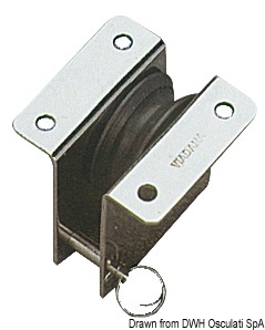 In acciaio inox ad incasso per albero o coperta, puleggia in alluminio, per cavi metallici.