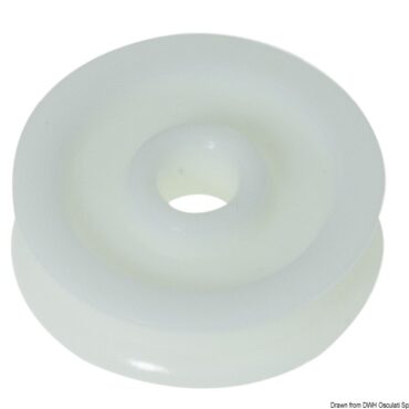 Delrin pulley 34 mm for lines Ø 8 mm white