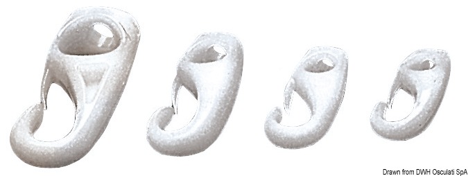 In nylon bianco, fissaggio con nodo.