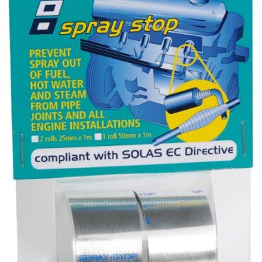 Resiste fino a 200° ed è ideale per riparazioni di emergenza su tubi carburante o sui tubi di circolazione dell'acqua sia calda che fredda. E' composta da un film di retro/alluminio con adesivo siliconico. Questo prodotto è richiesto dalla SOLAS 11-2/15.2.11.