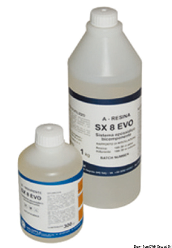 Sistema epossidico SX8 a bassa viscosità per laminazione manuale, sottovuoto ed infusione. Formulato allo scopo di migliorare le caratteristiche di bagnabilità per fibre di legno, vetro, carbonio e aramide. Una volta indurito offre ottime caratteristiche meccaniche ed alto allungamento. Due versioni di indurenti medio e rapido con la possibilità di inglobare microfibre di cellulosa e microsfere di vetro per ottenere stucchi, riempitivi e raggiature.Da miscelare tramite bilancia oppure acquistare le pompe spillatrici a dosaggio controllato.