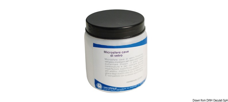 Microsfere cave di vetro finissime, vengono impiegato per dare corpo senza aumentare troppo il peso, nelle cordonature e per colmare grosse imperfezioni superficiali. Aggiunto ad altri additivi, migliora la spatolabilità e la grana degli stucchi che così si ottengono. E' compatibile con qualsiasi tipo di resina