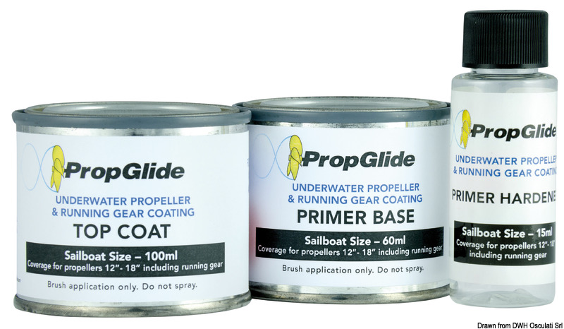 PropGlide® è un sistema di rivestimento foul-release che, se applicato alle eliche e ai piedi poppieri, aumenta l'efficienza del carburante e le prestazioni di qualsiasi imbarcazione.Questo rivestimento super lucido mantiene le eliche pulite dalla crescita marina per lunghi periodi di tempo, riducendo la resistenza causata dalle incrostazioni sull'elica e sui piedi poppieri.Si ottengono così RPM e velocità dell'imbarcazione più elevati, fornendo maggiore efficienza al motore.Non è un’antivegetativa per eliche, ma un rivestimento senza rilascio di sostanze nocive.Di facile applicazione sia per il fai-da-te che per i professionisti.