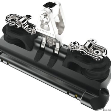 Mainsheet car 2 w/upstand and control line sheaves w/becket