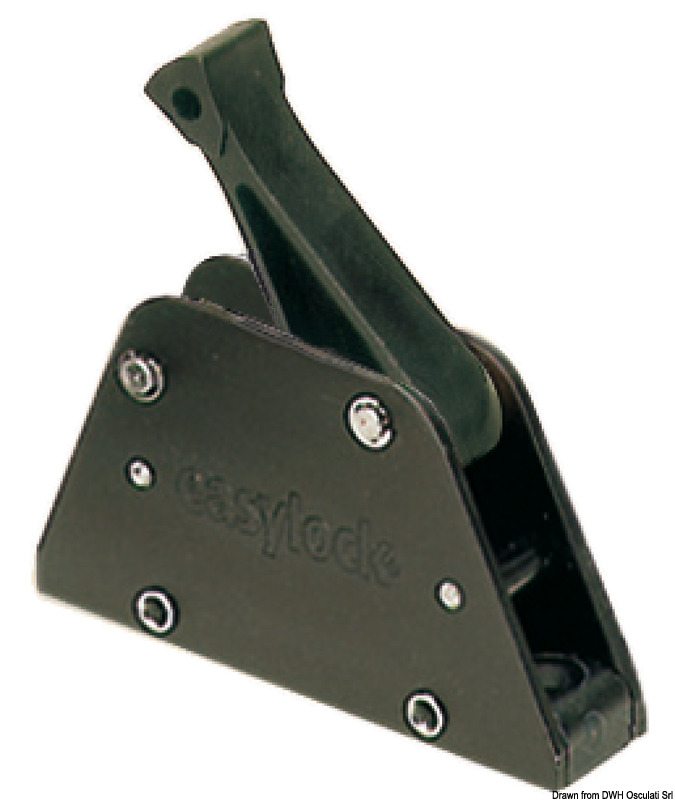 Dispositivo brevettato che permette sia di "cazzare” che di "lascare” la scotta sotto sforzo. Carcassa in alluminio anodizzato, cammes ed assi in acciaio inox, leve e rulli di scorrimento in delrin.
