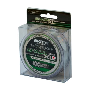 Akami Space XL monofilo giapponese di ultima generazione prodotto con quattro tipi diversi di nylon. Fino a otto volte più resistente all’abrasione dei monofili in nylon convenzionali. Straordinaria resistenza al nodo e una sorprendente “morbidezza”. Molto elastico, ideale per qualsiasi tipo di pesca in mare. Colore neutro.