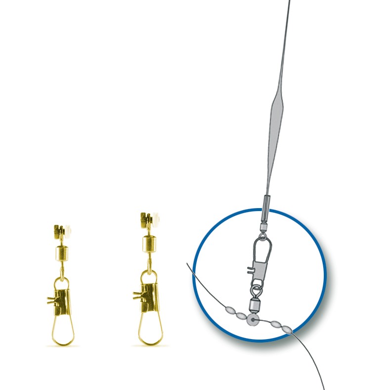 Attacco Sele Gold per pesca inglese munito di interlock snap, ideale per i terminali da pesca.