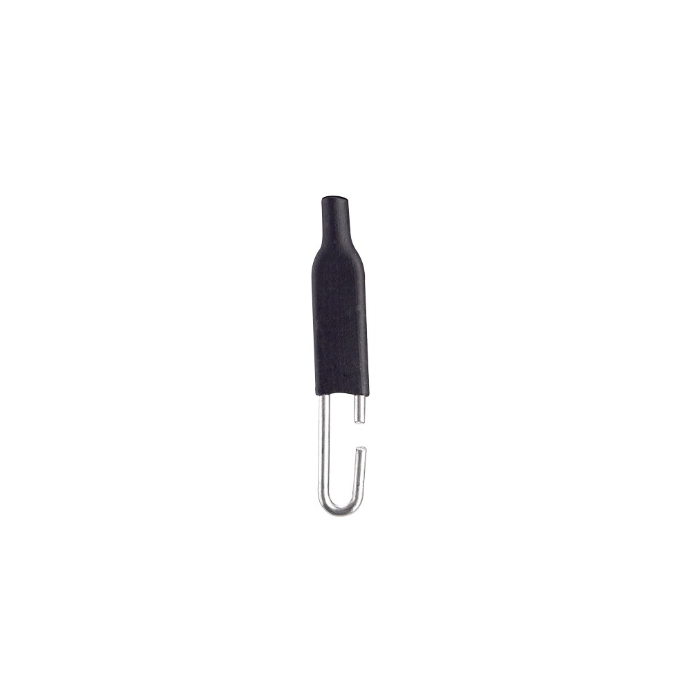 Conettore da competizione Sele, attacco per travi da surf, realizzato in acciaio inox e montato con tubetto in termoretraibile performato.