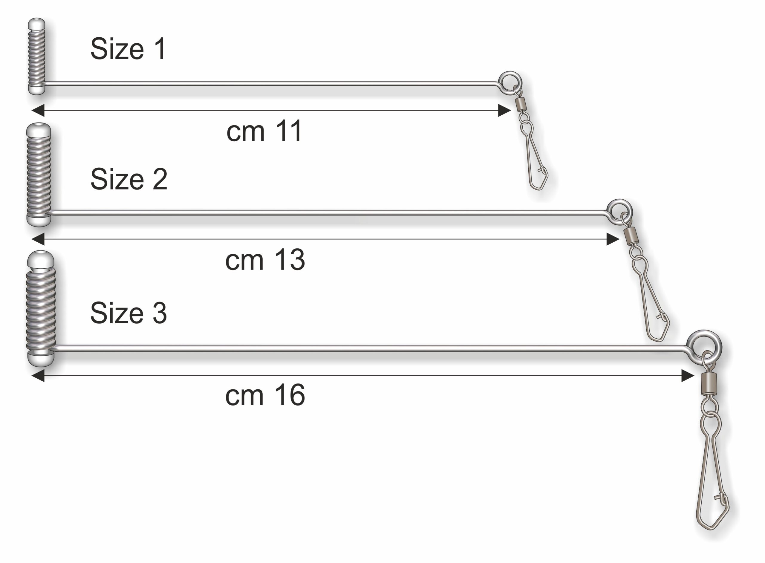 Dispositivo in acciaio inox per il montaggio e cambio rapido dei finali. La molla è rifinita con boccole in materiale scorrevole speciale “salva-filo”.
Misura 1: resistenza Kg 12 (Lbs 26)
Misura 2: resistenza Kg 20 (Lbs 44)
Misura 3: resistenza Kg 43 (Lbs 95)
Busta da 2 pezzi, confezione da 10 buste.