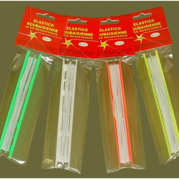 Elastico per roubaisienne ad alta resistenza in lattice.
Lunghezza mt 4,4.
Colori: bianco - nero.
Misure: Ø mm 0,75 - 0,9 - 1,0 - 1,25
Busta da 1 pezzo, confezione da 10 pezzi.