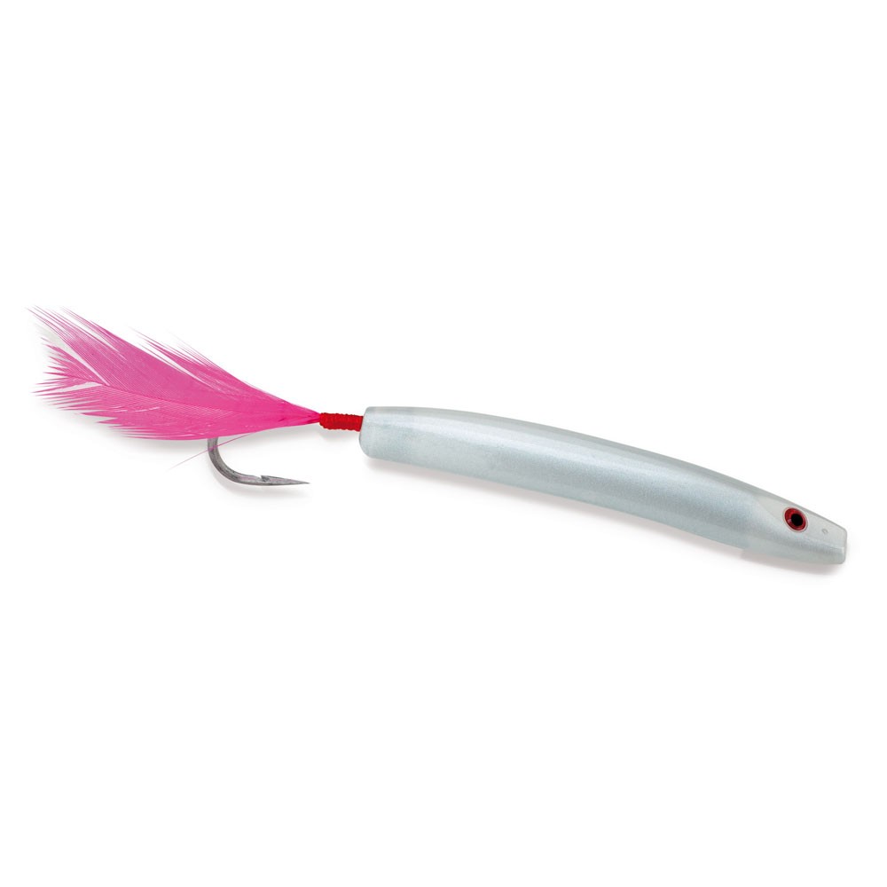 Artificiale unghietta realizzato con corpo in resina resistente, amo con piume e striscia catarifrangente che esalta i giochi di luce. Indicato per la pesca da barca a traina costiera nel Mar Mediterraneo. Ottime per la cattura di Tonnetti, Palamite, Lampughe, Spigole, Ricciole E Lecce.